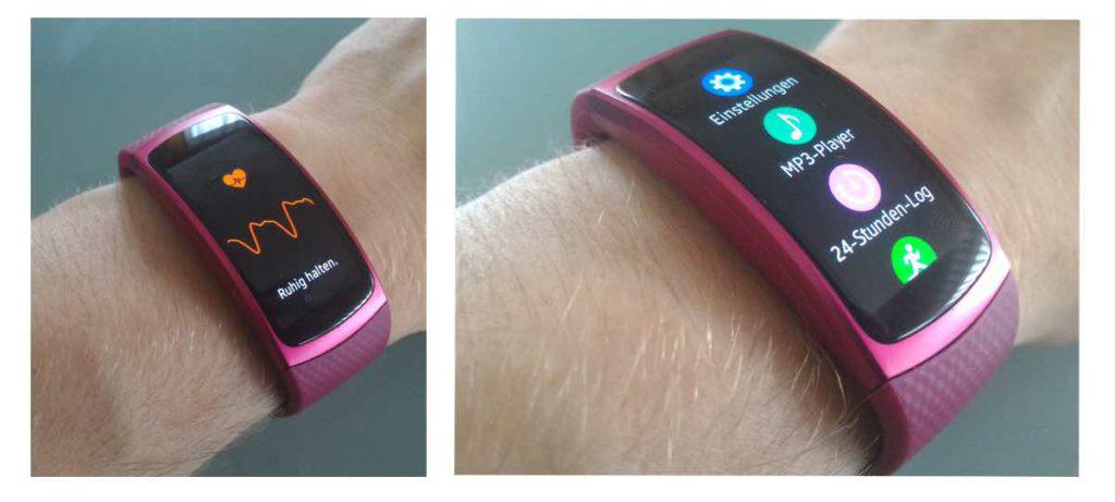 Samsung Gear Fit 2 Puls und MP3 Player Anzeige