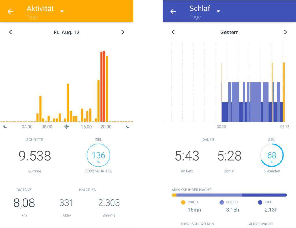 Withings Activite Steel App Aktivität Schlaf