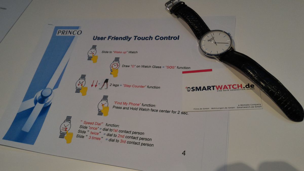 Princo Smartwatch mit anlogen Touch Smartwatch