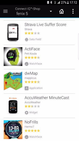 Garmin Connect IQ Shop App
