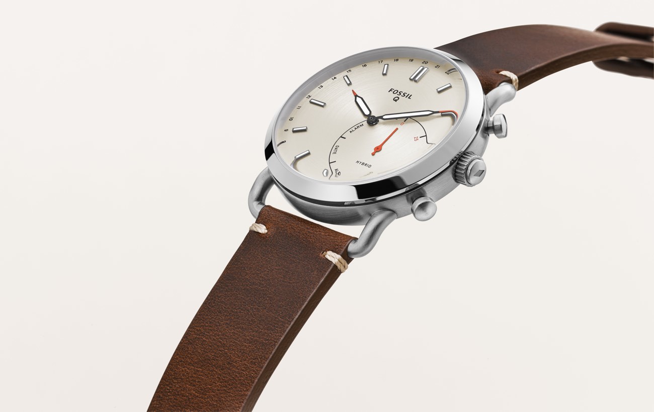 Fossil Q Commute, Leder - Braun/Silber Seitlich