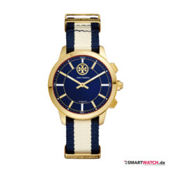 Tory Burch Collins Hybrid Smartwatch, Textil - Weiß/Blau/Gold