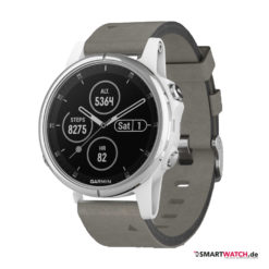 Garmin Fenix 5S Plus, Leder - Grau/Silber