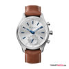 41mm, Leder - Dunkelbraun/Silber/Blaue Indizes