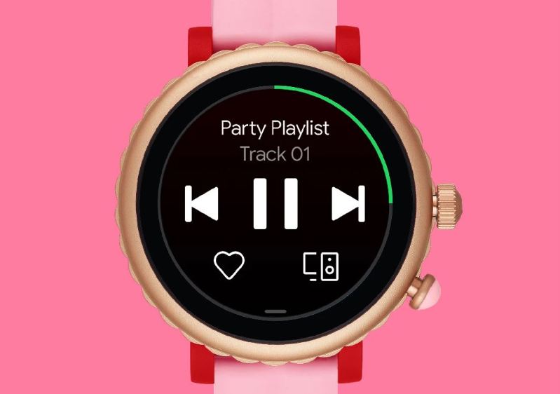 Kate Spade New York Smartwatch Display zeigt Musikwiedergabe