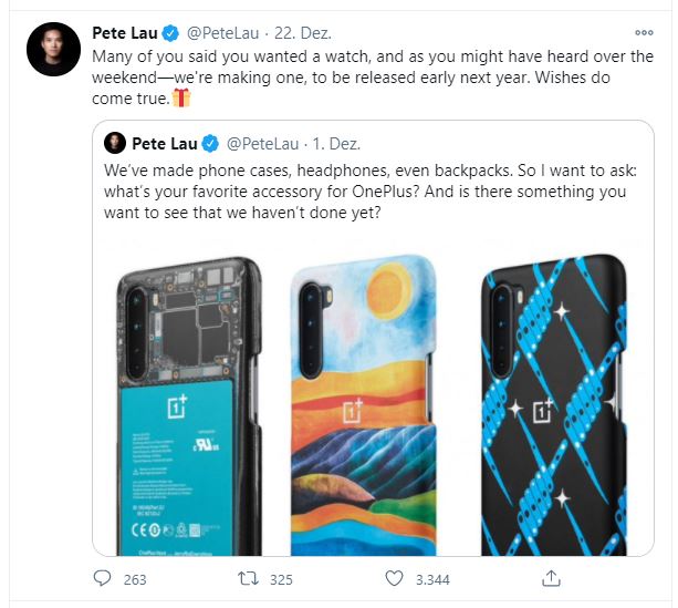 one plus smartwatch ankuendigung twitter pete lau