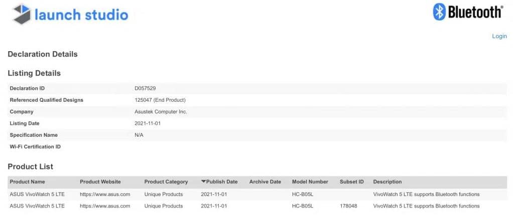 sig listing asus vivowatch 5 lte smartwatch