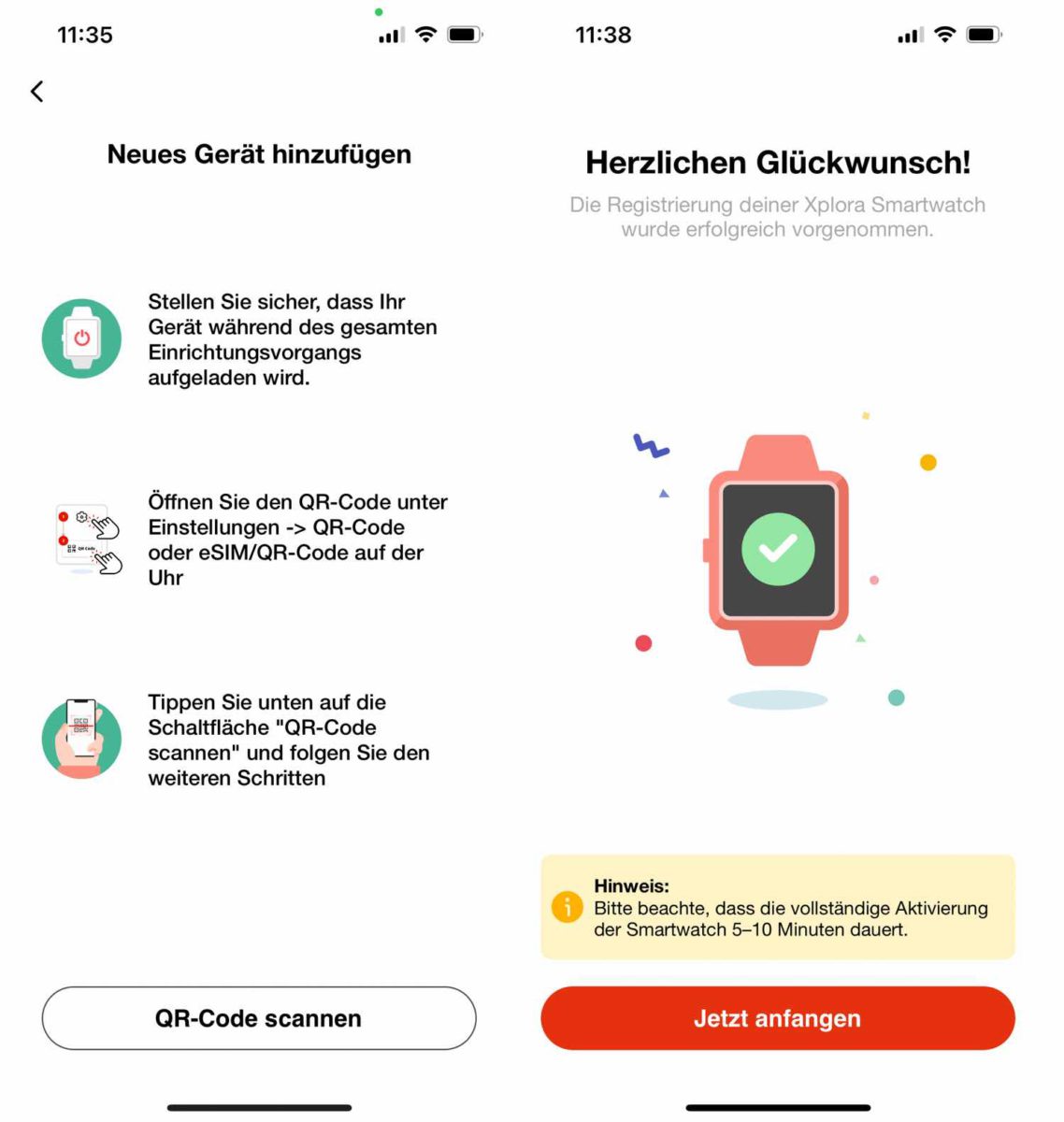 Xplora App Uhr hinzufügen